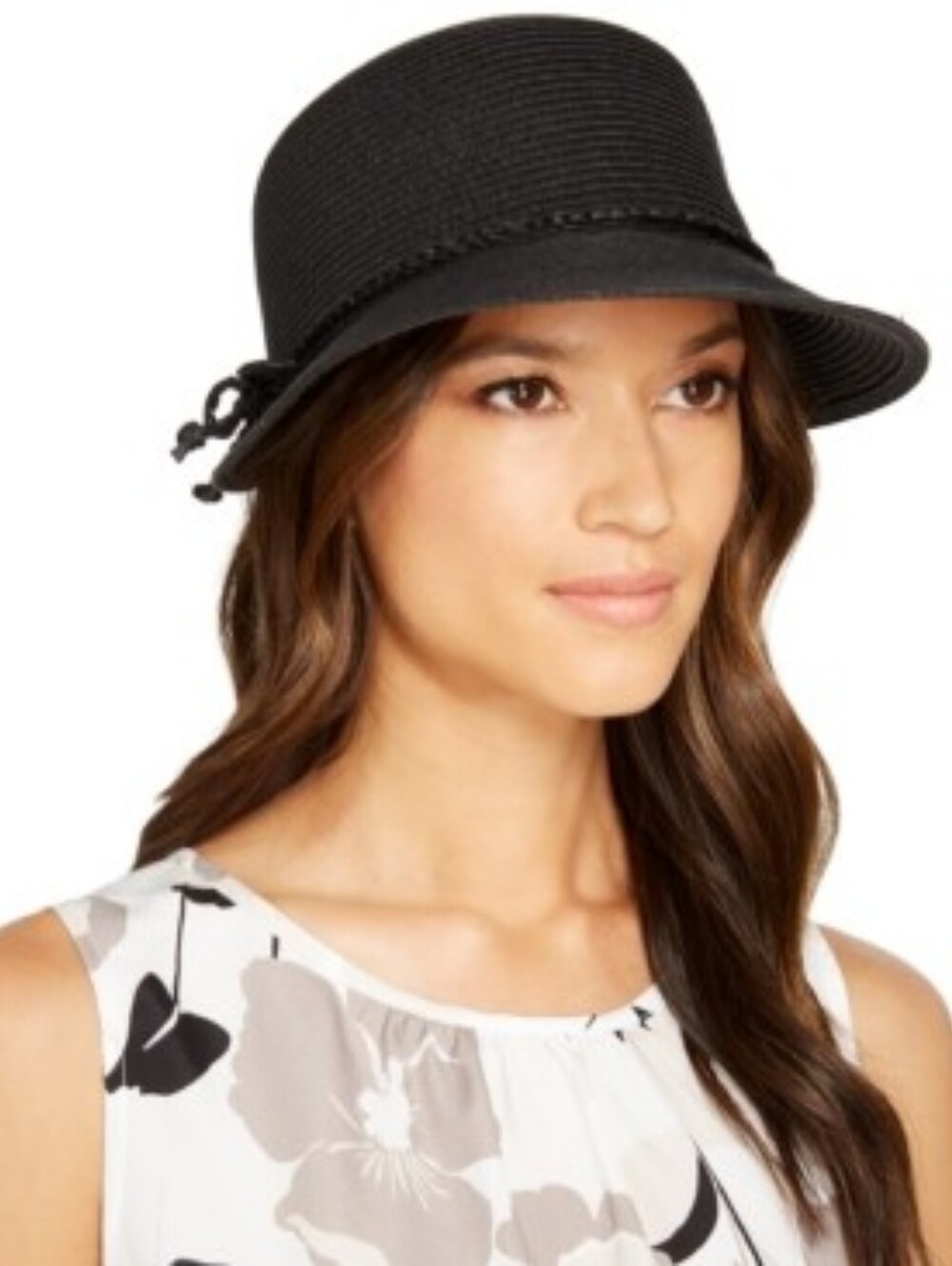 Nine West Womens Black Straw Fitted Adjustable Framer.